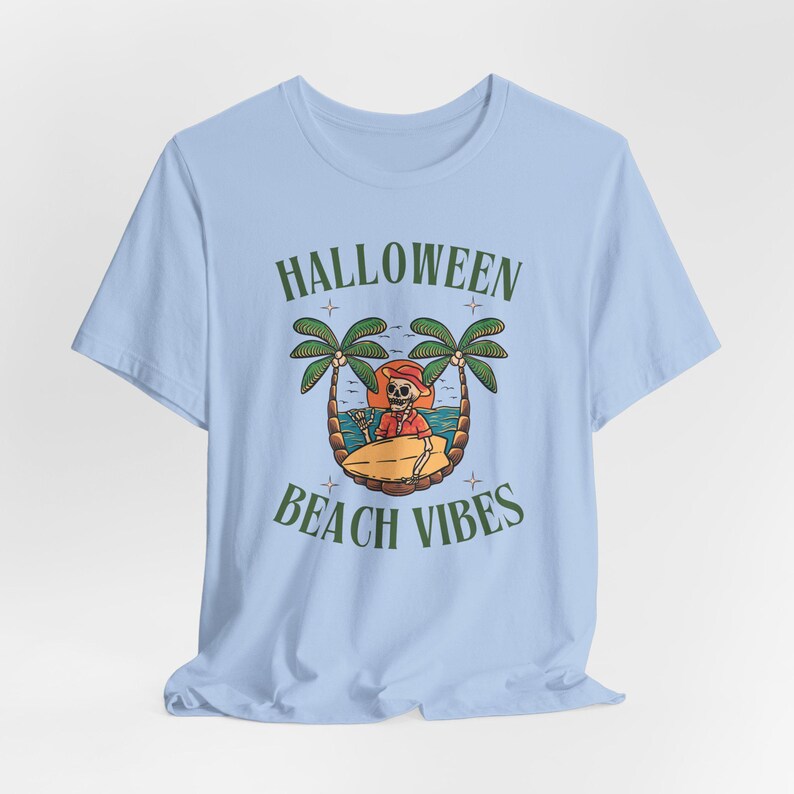 Skeleton Surfer Halloween Shirt, Beach Vibes Tee, Spooky Season image 8