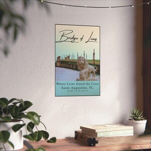Vintage St. Augustine Print: Bridge of Lions, Florida Coastal Art image 4