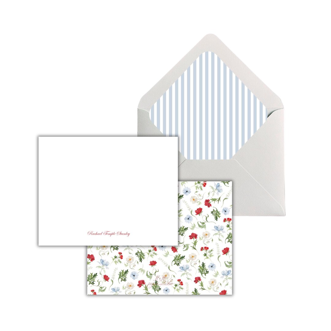 Personalized Floral Border Stationery Set | Custom Notecards With ...