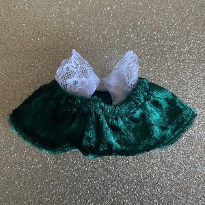 NuiMOs compatible green velvet with white lace straps top ONLY image 5