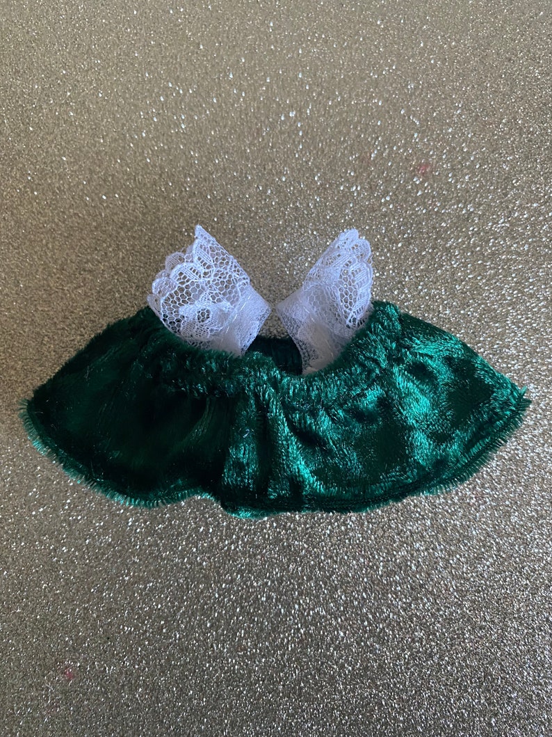 NuiMOs compatible green velvet with white lace straps top ONLY image 5