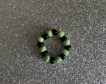 NuiMOs compatible lime green and black beaded bracelet
