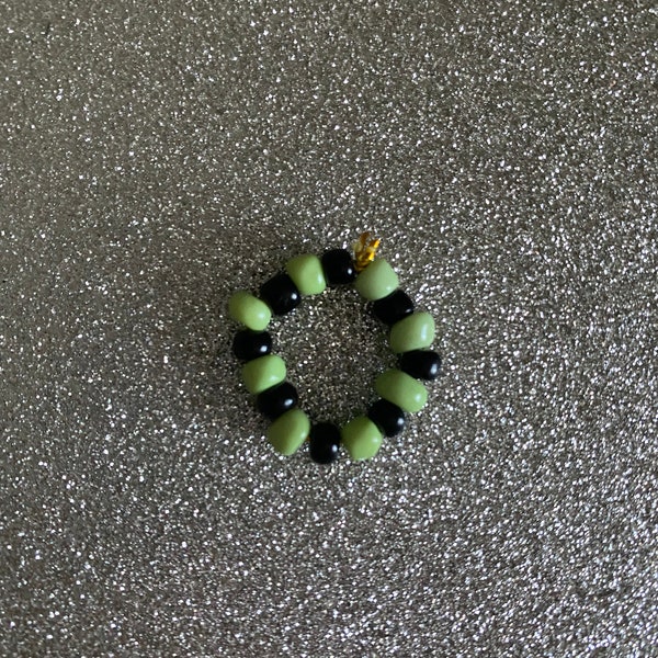 NuiMOs compatible lime green and black beaded bracelet