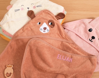 Personalized Baby Hooded Towel: Custom Embroidered Cotton Bath Wrap
