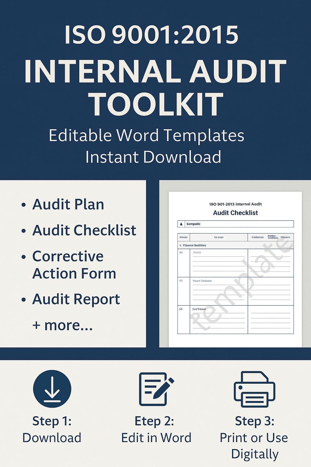 ISO 9001 Internal Audit Toolkit – Editable Word Templates Audit Plan ...