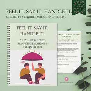 Teen Mental Health Workbook | Emotional Coping Skills, Communication Tools & Stress Support | Digital Self-Reflection Guide PDF