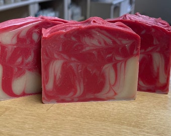 Frosted Cranberry Handcrafted Soap with Silk