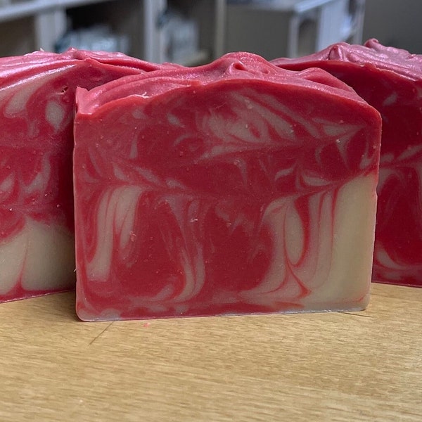 Frosted Cranberry Handcrafted Soap with Silk