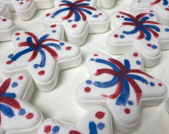 Star Foaming Bath Bomb with Red & Blue Embeds