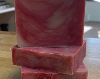 Frosted Cranberry Handcrafted Soap with Silk