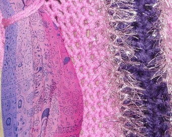 Electric Forest, Festival Scarf, Winter Scarf, Handmade Scarf, Pink and Purple Scarf, Best Friend Gift, Hand Crochet Scarf