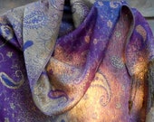 Festival Pashmina,Cashmere Shawl,Purple,Lilac and Gold Shawl, Paisley Shawl,Rave shawl,Mother of the Bride,Formal wear,Best Friend Gift