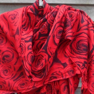 Lasting Red Roses for Mom, Festival Pashmina,Rave Shawl,ELECTRIC FOREST, Mother of the Bride Shawl, Wedding wrap, Best Friend Gift,