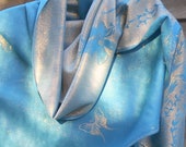 Festival Pashmina,Cashmere Shawl,Turquoise and Silver Shawl,Wedding shawl, Evening Wrap,Blue wedding Scarf,Best Friend Gift,Formal Wear