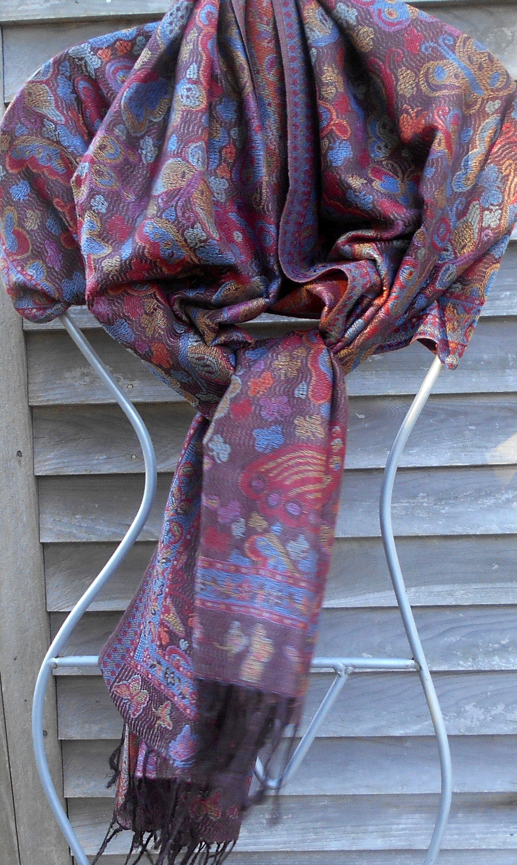 Pashmina,Rave pashmina,Floral Pashmina,Blue and Brown Butterfly Shawl