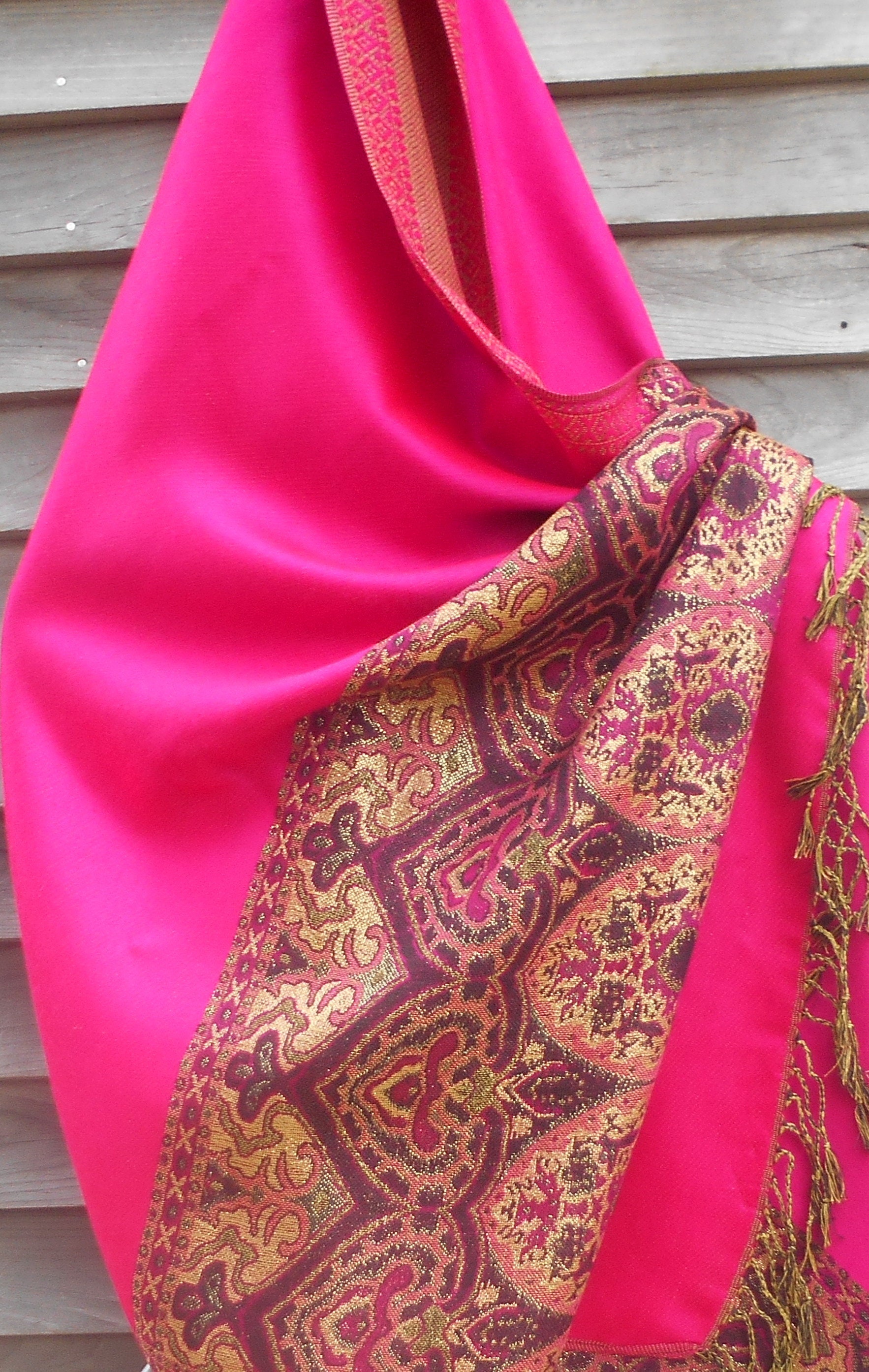 Festival Pashmina,Hot Pink Pashmina,Gold Shawl, Best Friend Gift,Mother