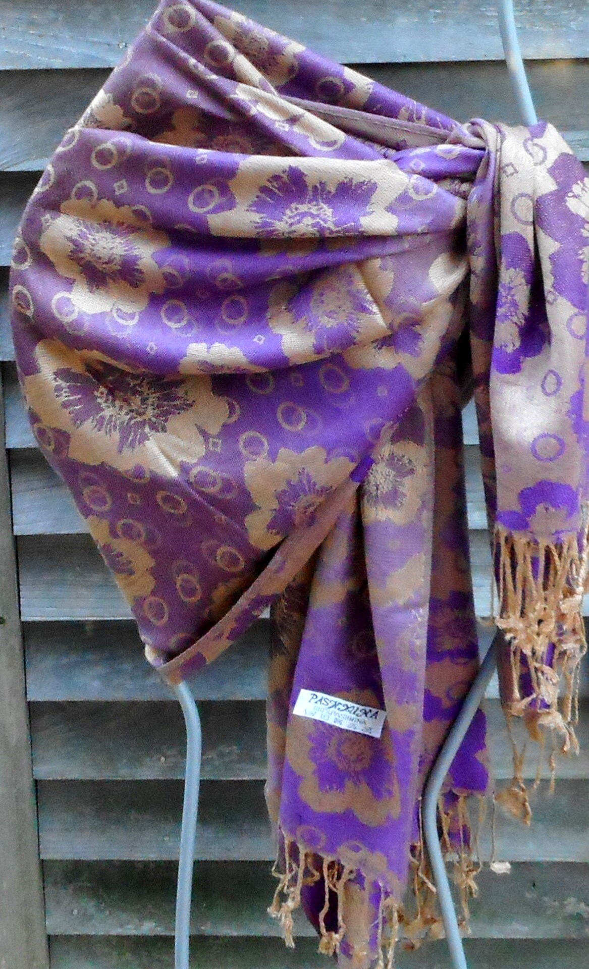 Festival Pashmina, Rave pashmina,Floral Pashmina, Lavender and Beige