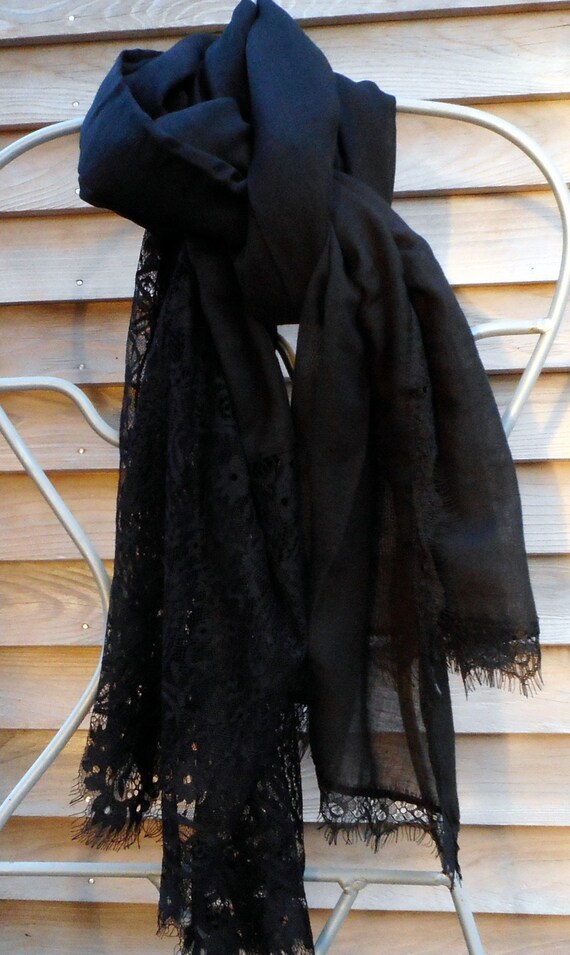 Black Lace Shawl,Festival Shawl, Sexy Lace Shawl,… - image 3
