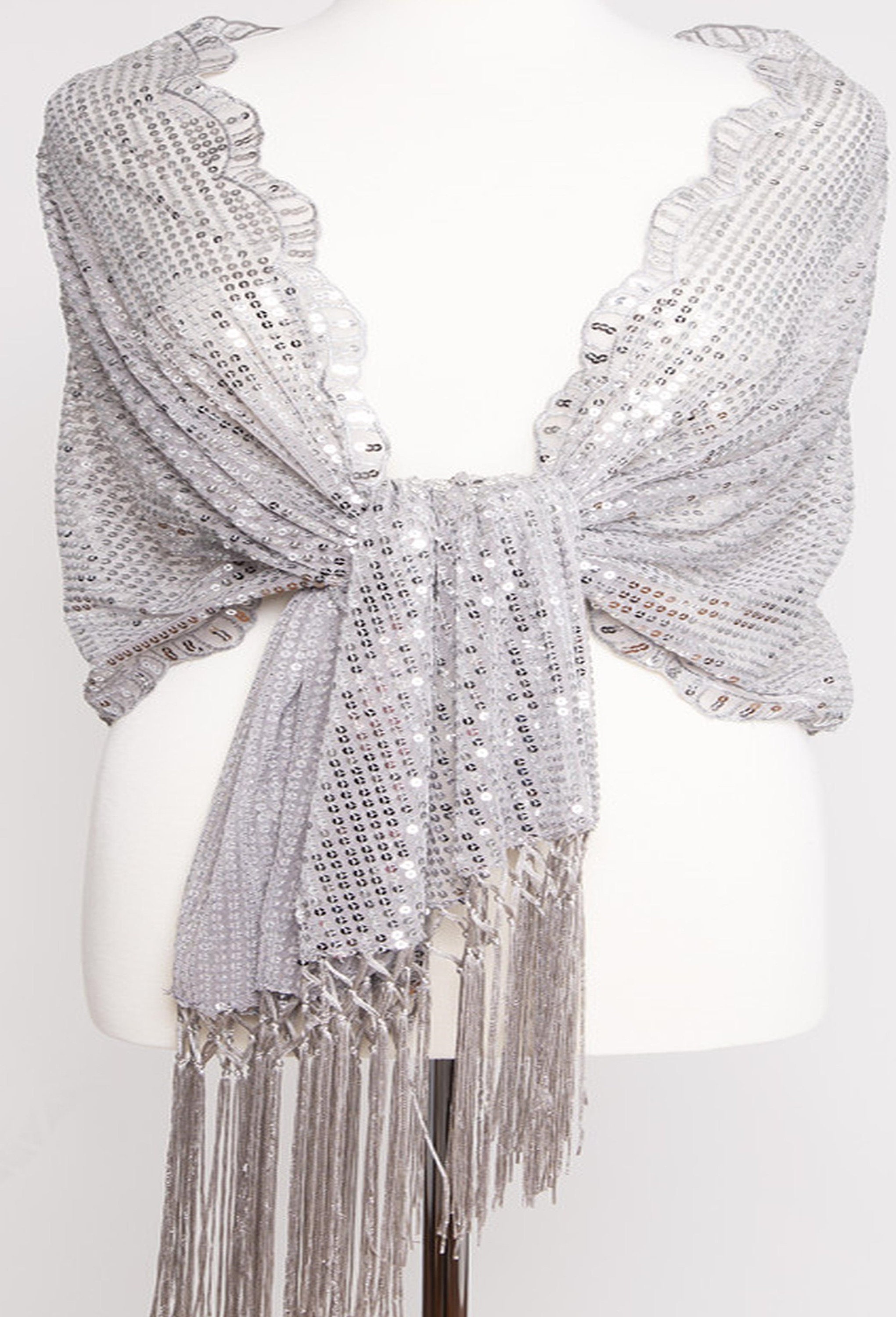 Silver sequin shawl wrap 2025