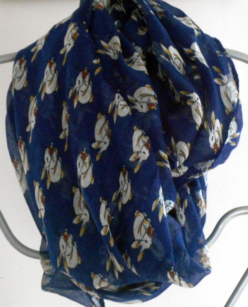 Festival ShawlNavy blue Rabbit Infinity ScarfAnimal printed | Etsy