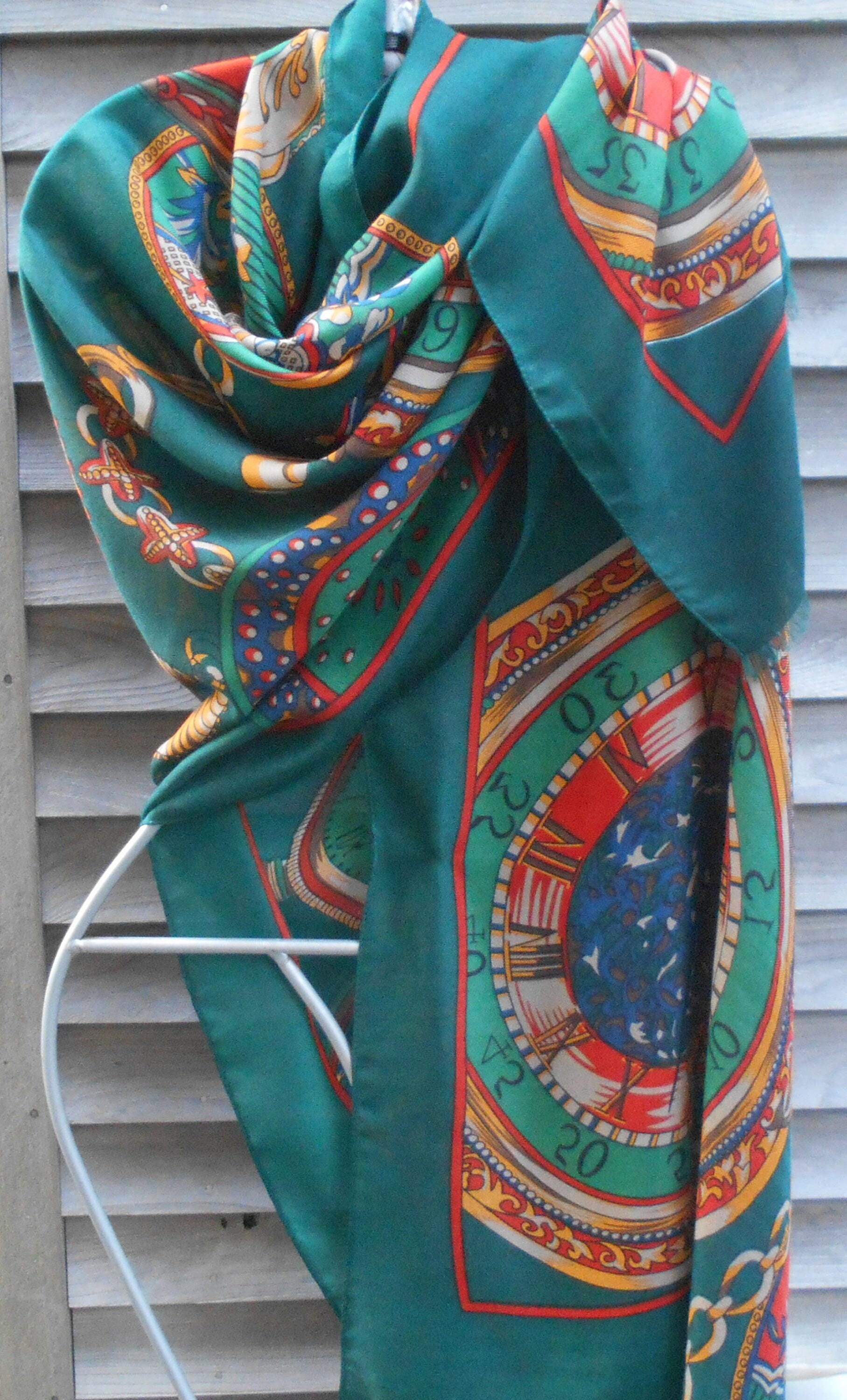 Electric Forest,Festival Scarf, Green Scarf, Scarf with Clocks, Heady