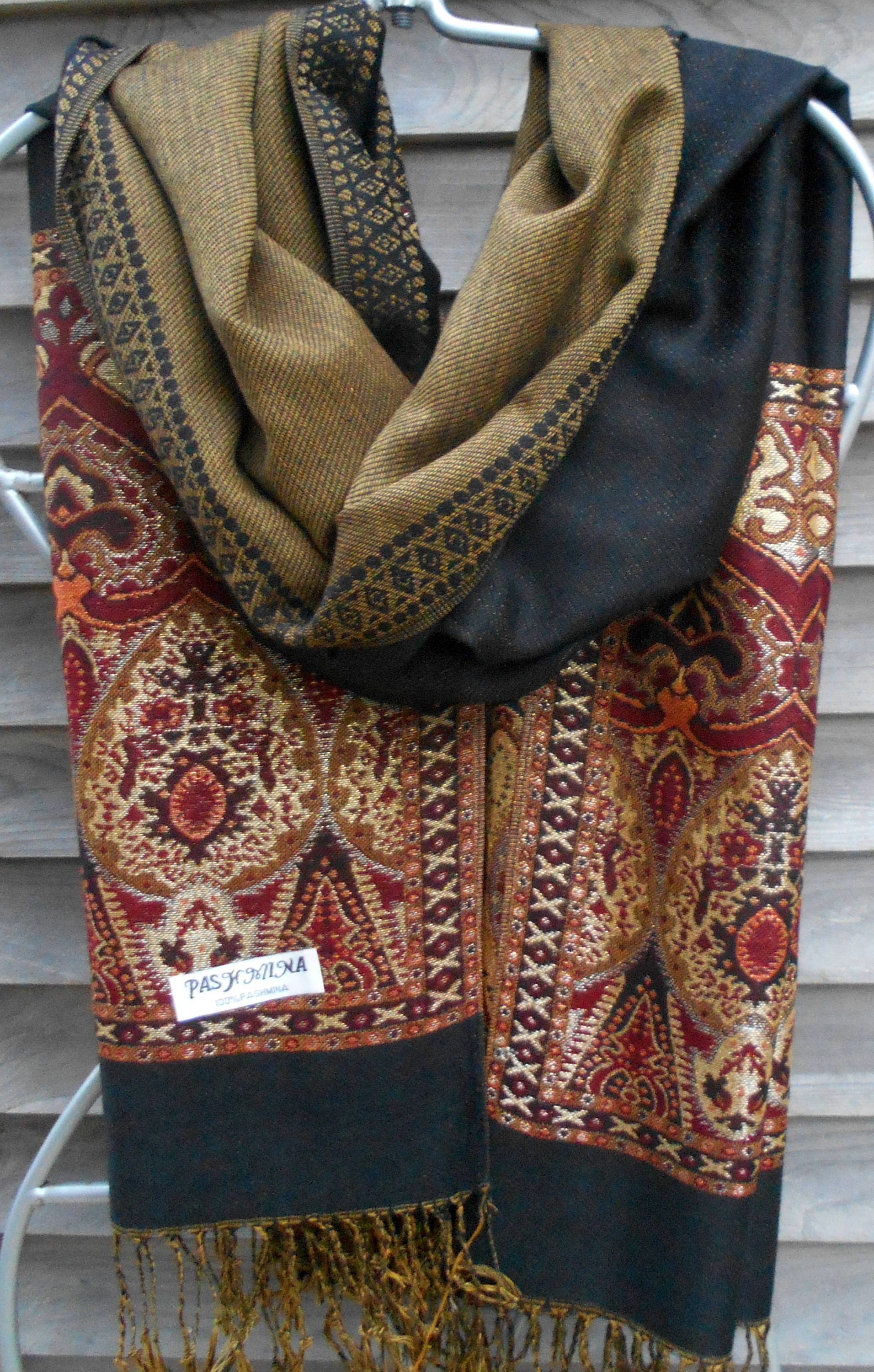 scarf pashmina paisley burgundy cashmere festival shawl wrap border