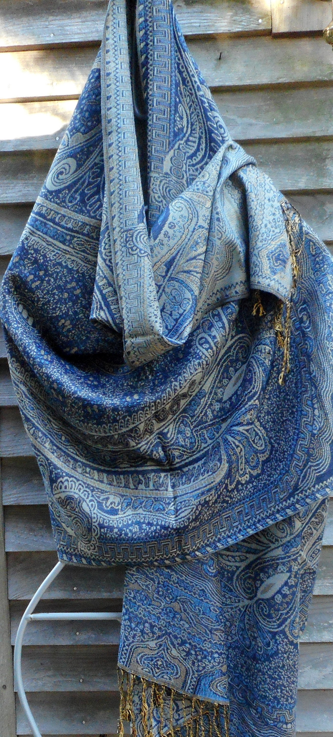 Pashmina,Shades of Blue Vintage Shawl,Paisley Pashmina,Best Friend Gift
