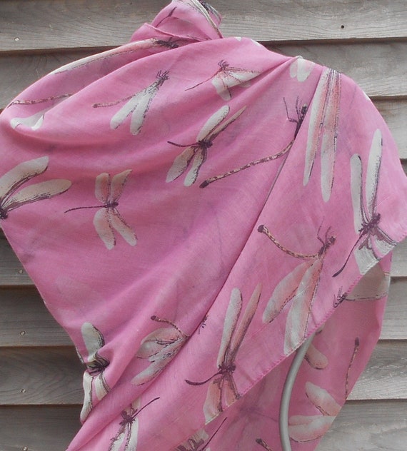 Festival Scarf,Pink Infinity Scarf,Dragonfly Print