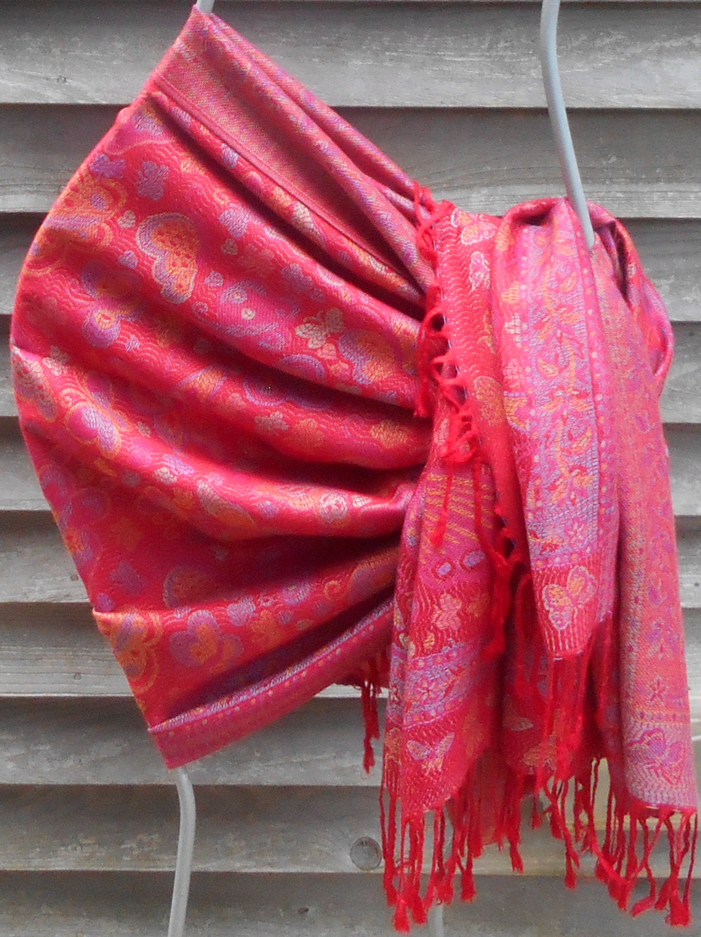 Pashmina, Rave pashmina,Red and Blue Butterfly Shawl, Mother of the