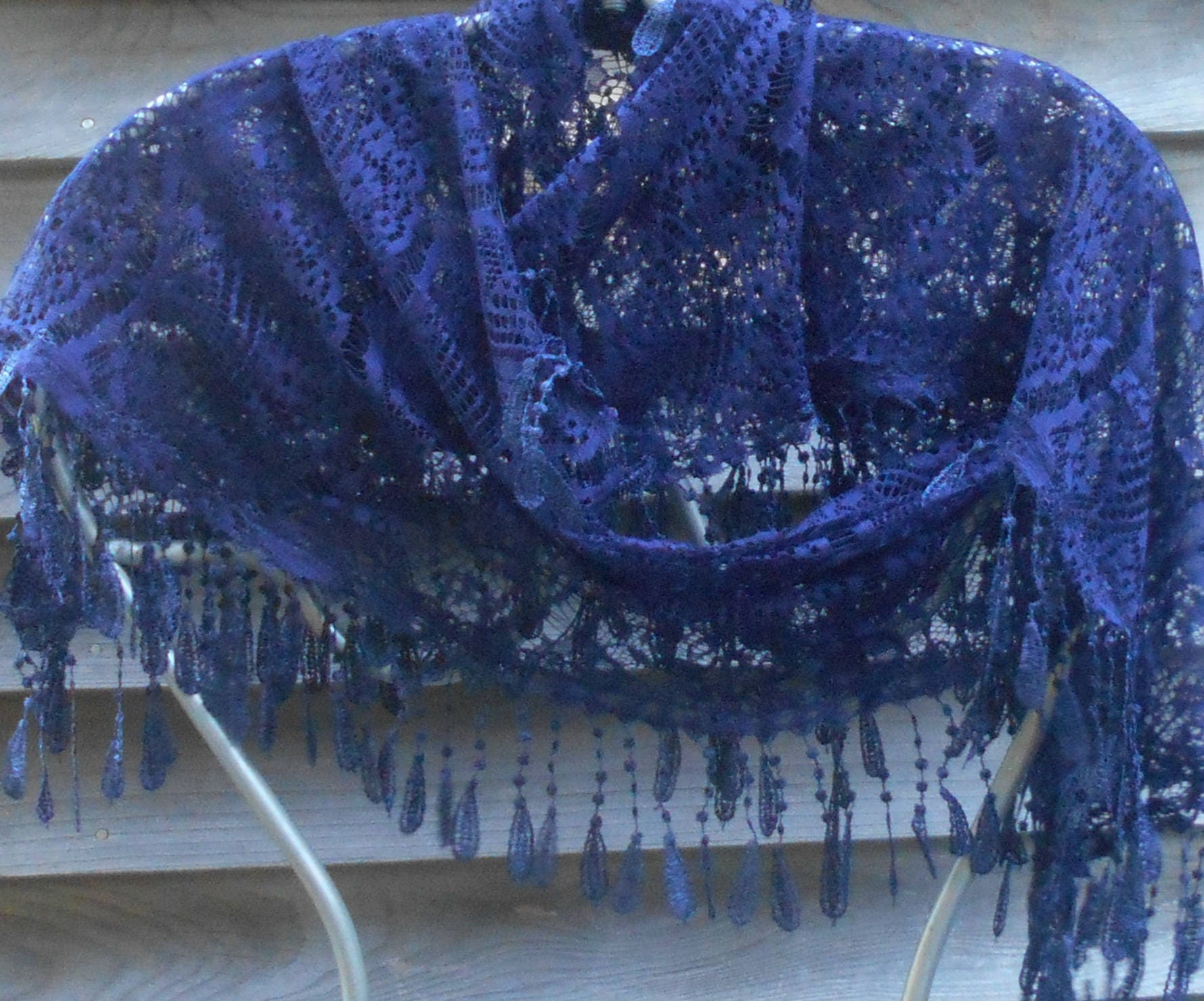 navy lace shawl