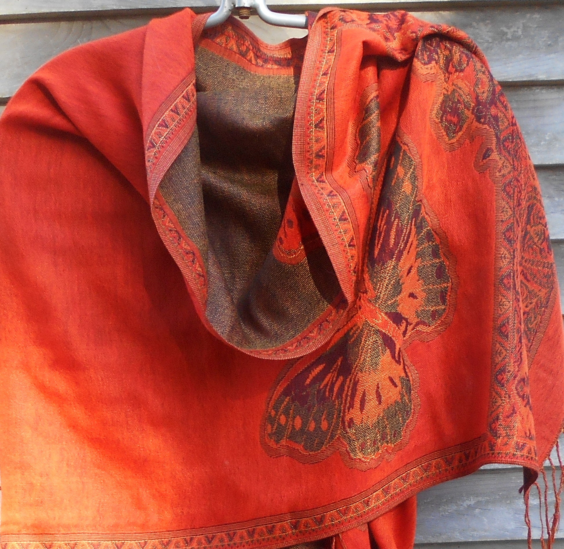 Pashmina,Festival Shawl,Pumpkin Orange Pashmina, Butterfly Shawl,Mother ...