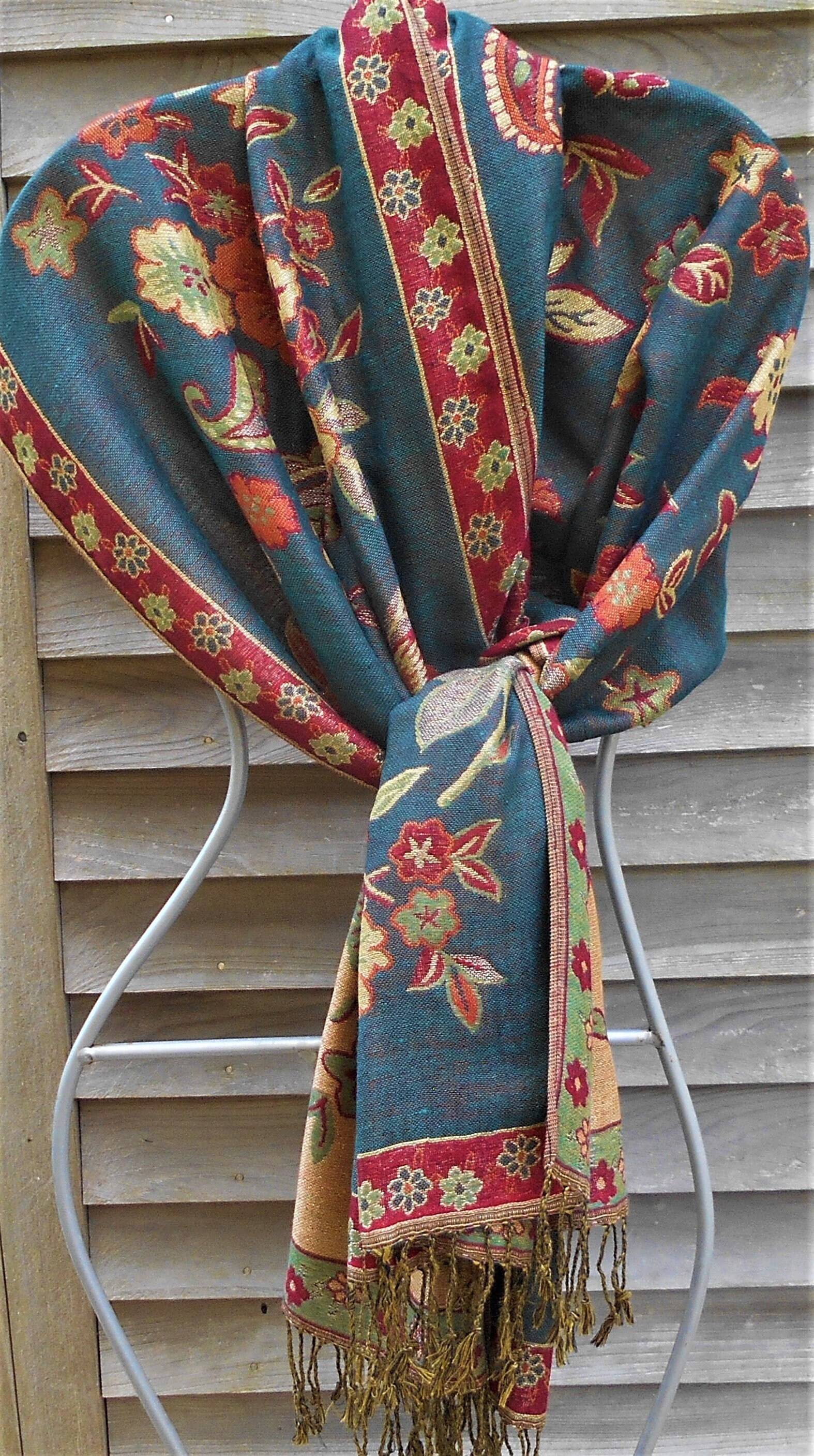 Pashmina,Festival Pashmina,Rave Shawl,Teal,Burgundy and Gold Shawl,Best