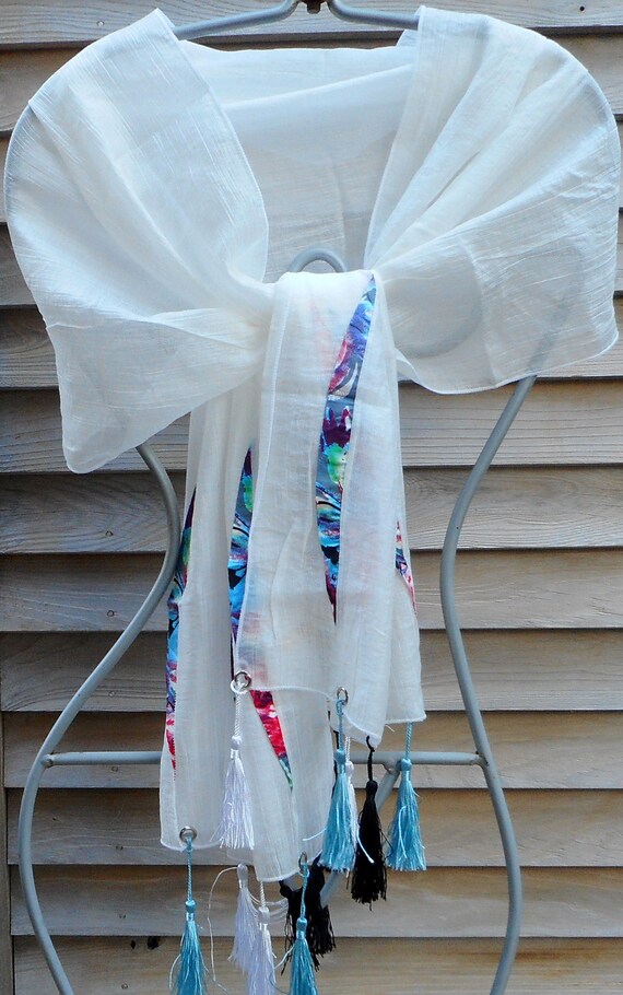 Womens Scarf,Rave Scarf,Festival Shawl,Snow White Chi… Gem