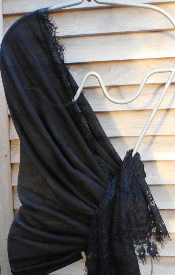 Black Lace Shawl,Festival Shawl, Sexy Lace Shawl,… - image 2