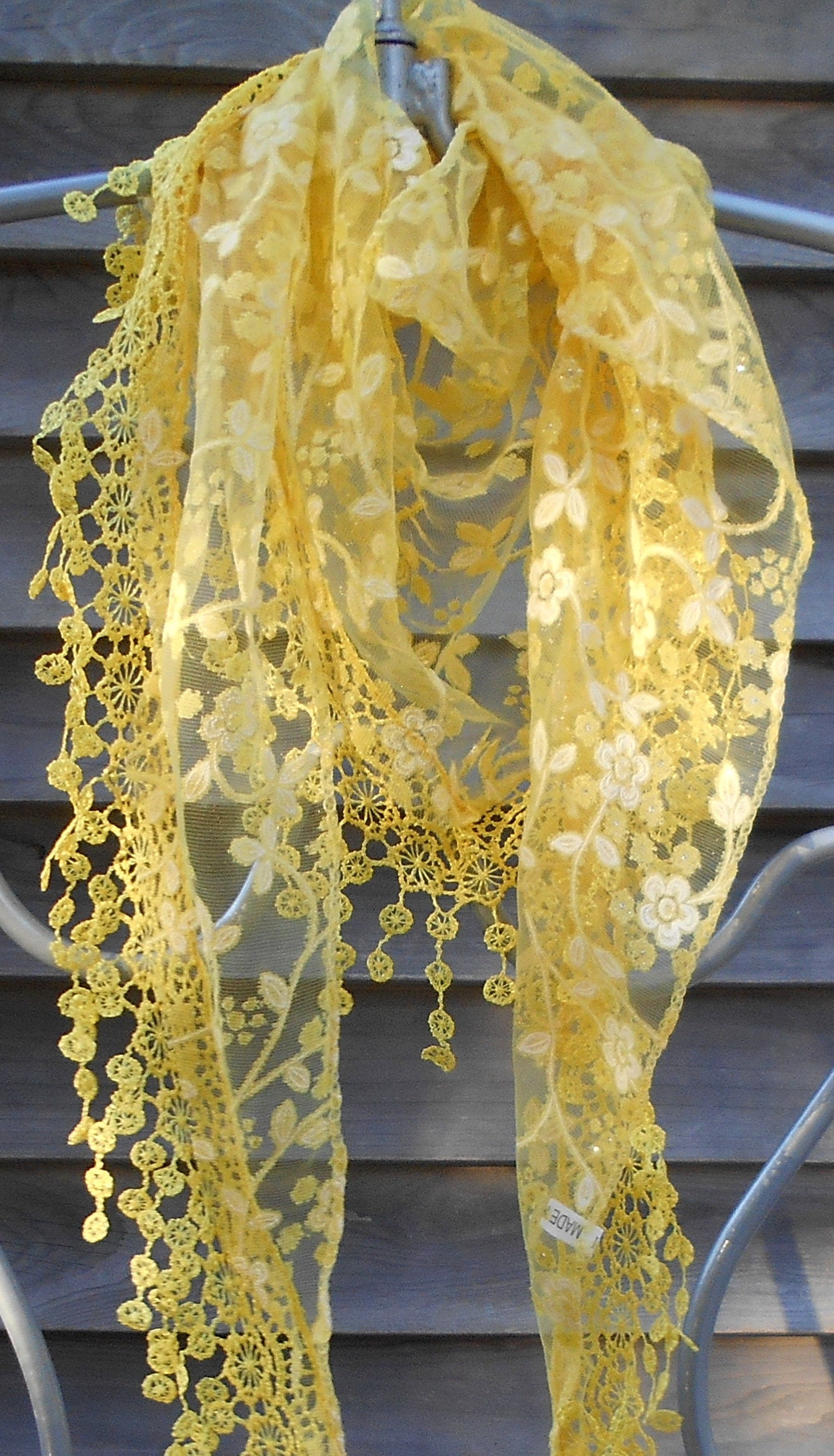 Festival Shawl,Sexy Yellow Lace Scarf,Triangle Shawl,Bridal Scarf