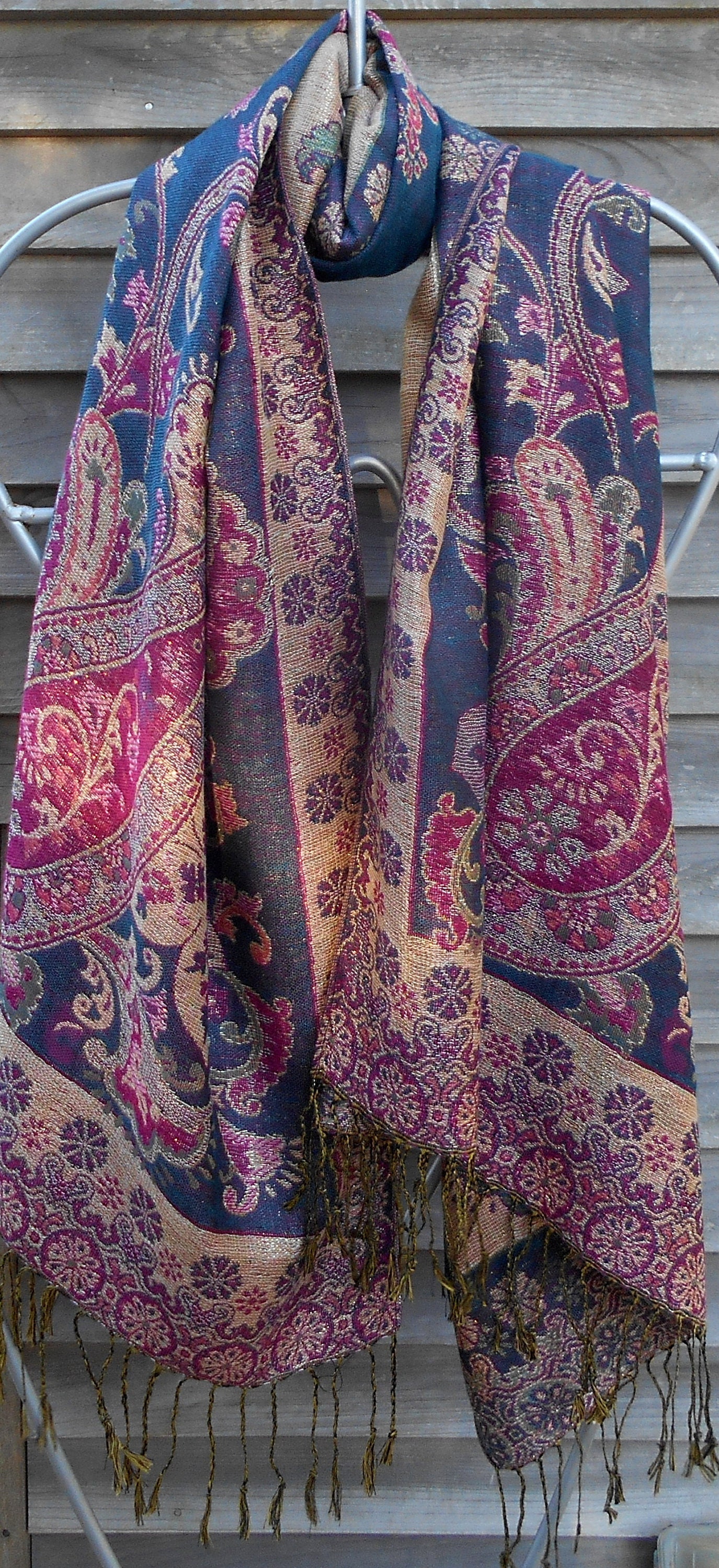 Festival Shawl, Pashmina,Rave Shawl,Purple,Turquoise and Gold Shawl,Cashmere Shawl, Concert 