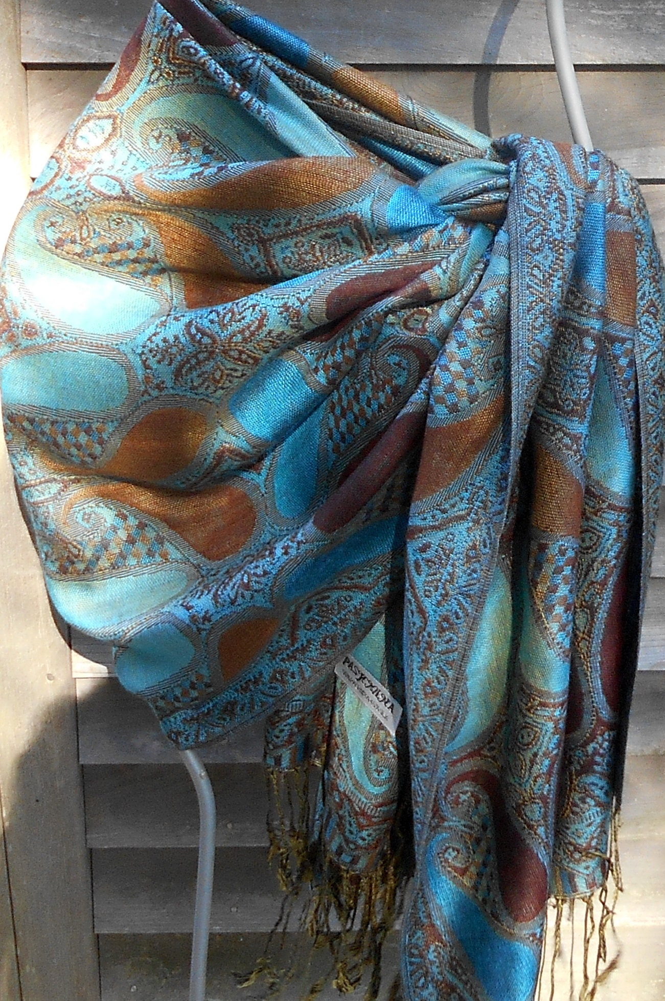 Pashmina,Festival Pashmina,Blue and Brown Pashmina,Face Cover,Scarf