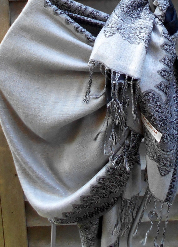 Festival Pashmina,Cashmere Shawl,Silver Pashmina,… - image 9