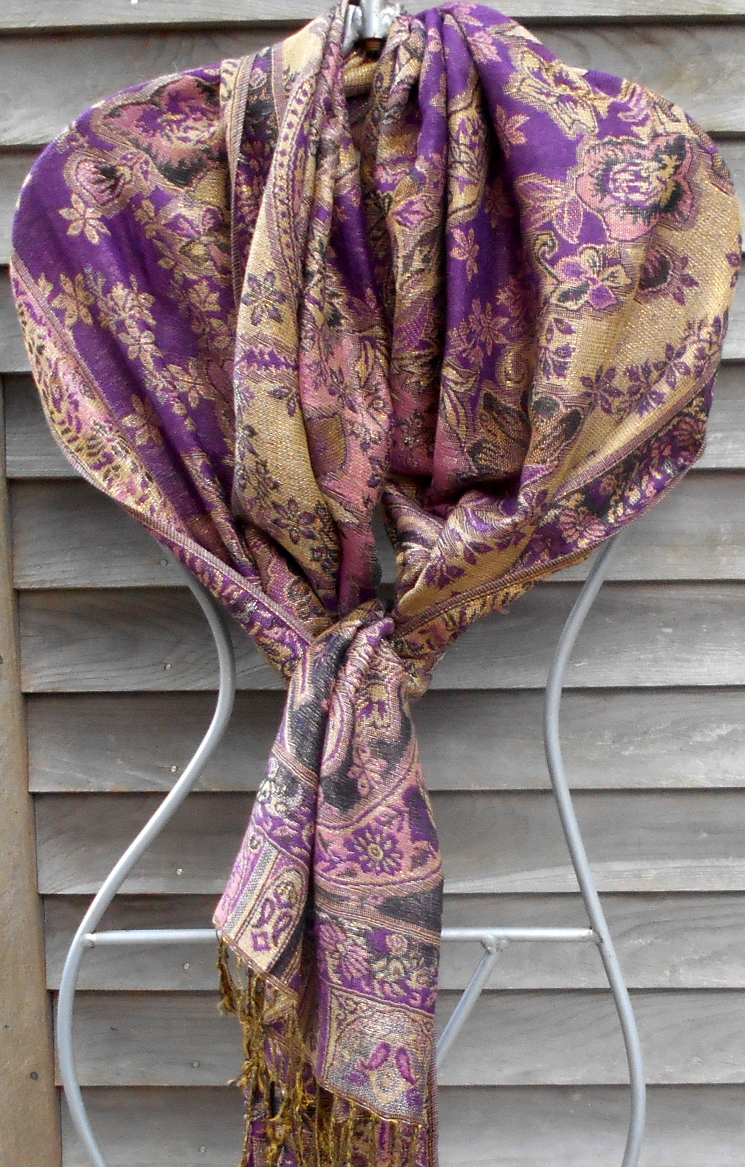 Festival Pashmina,Purple and Gold Cashmere Shawl,Rave shawl,Mother of