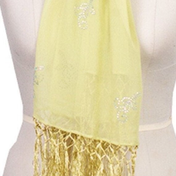 Festival Scarf, Yellow Rave Scarf, Floral Sequin … - image 1