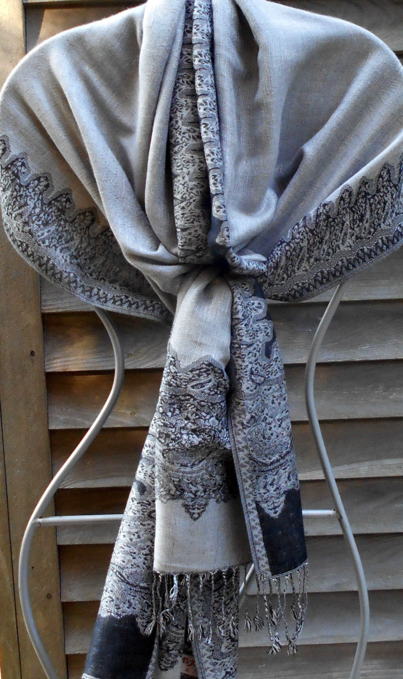 silver grey cashmere pashmina