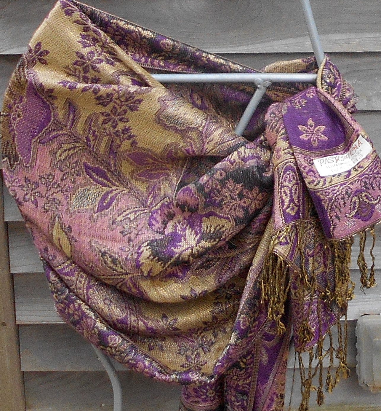 Festival Pashmina,Purple and Gold Cashmere Shawl,Rave shawl,Mother of ...
