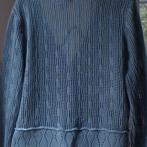 Maglione vintage Soft Surroundings, cotone blu e acrilico, XL, maglione peplo, maglione con scollo a V 1980, maglione blu immagine 7