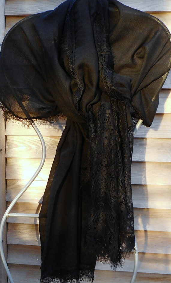 Black Lace Shawl,Festival Shawl, Sexy Lace Shawl,… - image 7