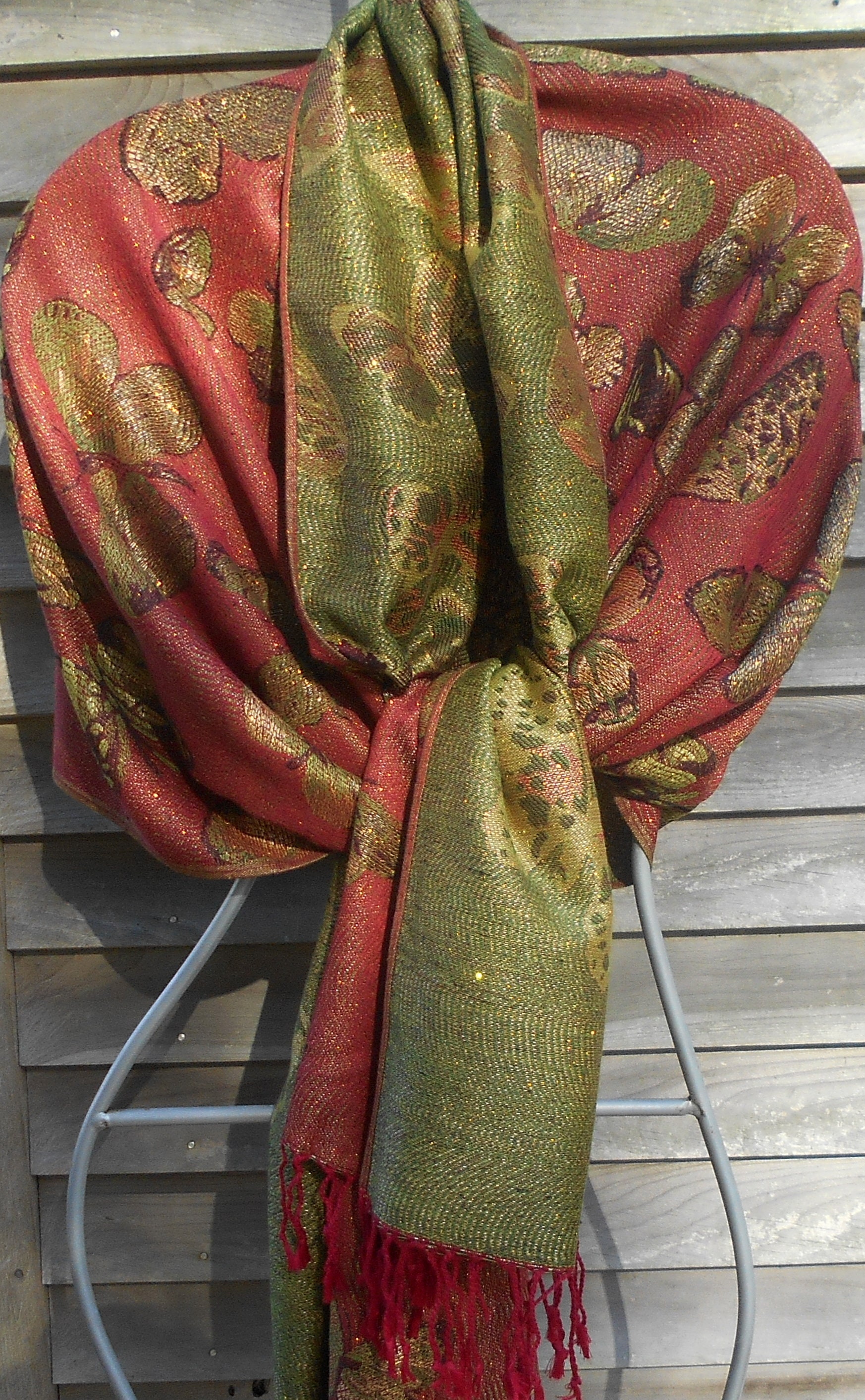 Pashmina, Festival Pashmina,Red and Green Pashmina,Wedding shawl,Sexy