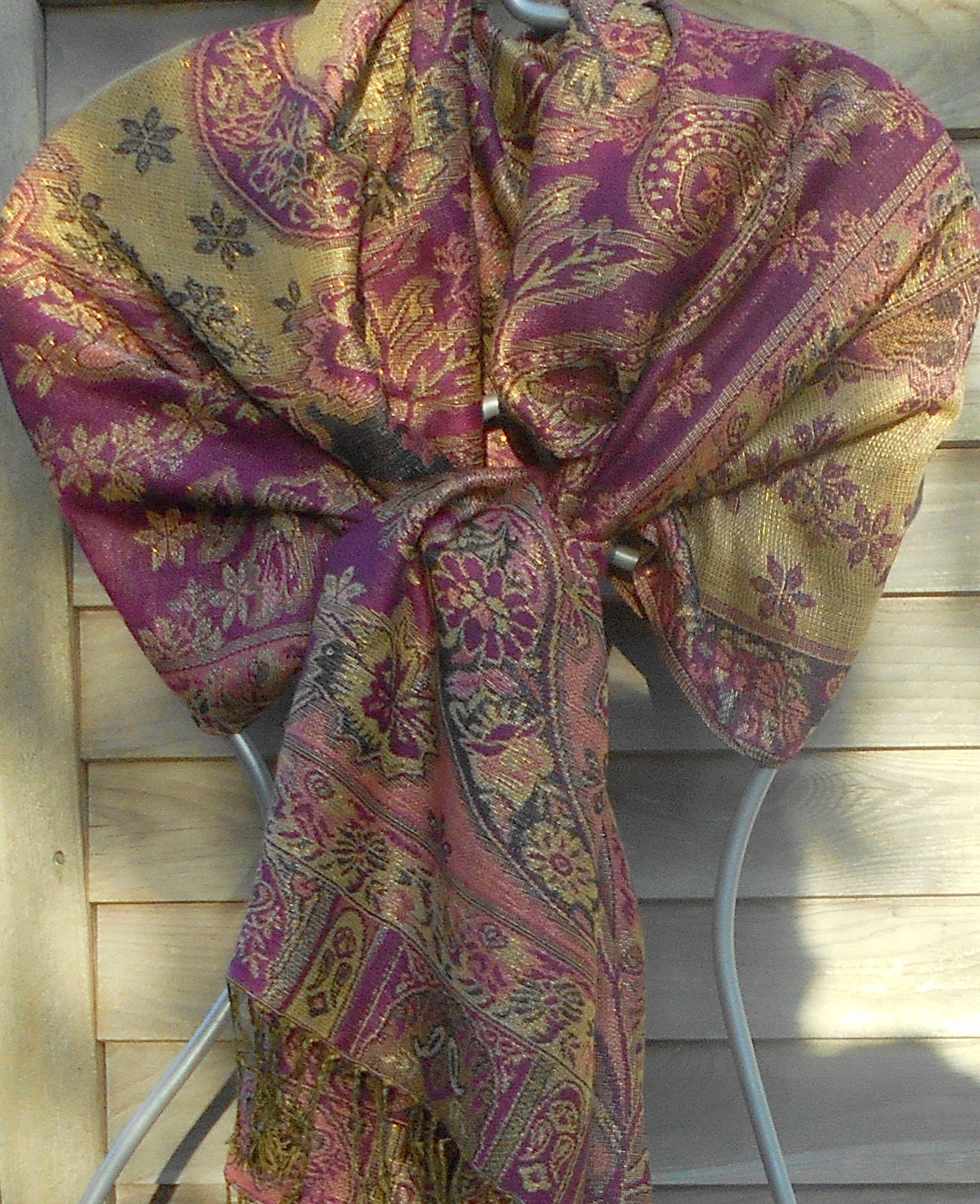 Festival Pashmina,Purple,Pink and Gold Cashmere Shawl,Rave shawl,Mother ...
