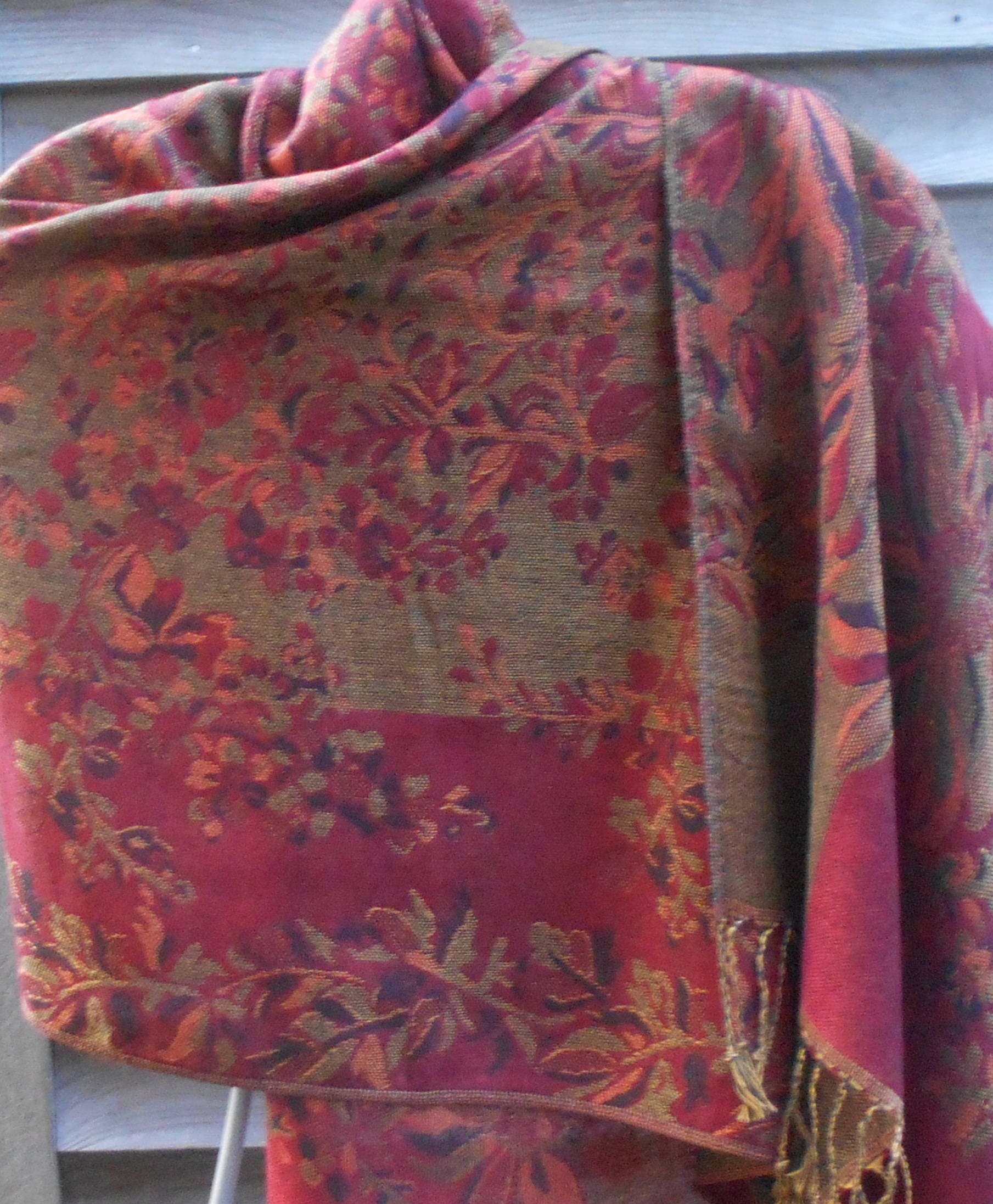Festival Shawl,Cashmere Shawl,Pashmina,Red Pashmina,Brown Shawl, Floral
