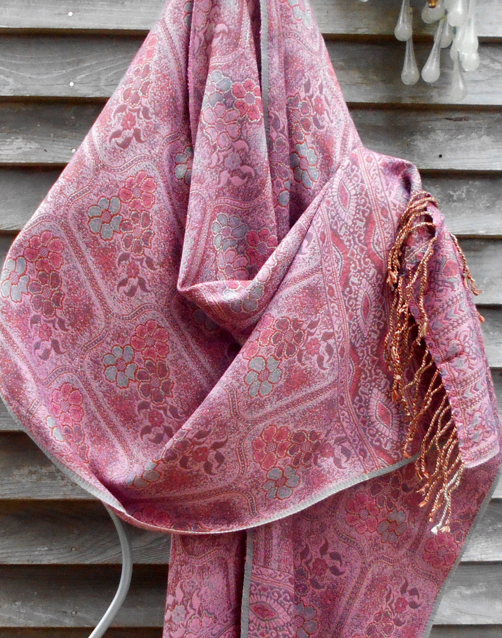 Festival Pashmina, Rave Pashmina, Pink and White Shawl, Mother of the