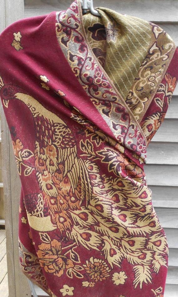 EDC,Pashmina,Burgundy and Gold,Peacock Pashmina,Rave Shawl,Mother of