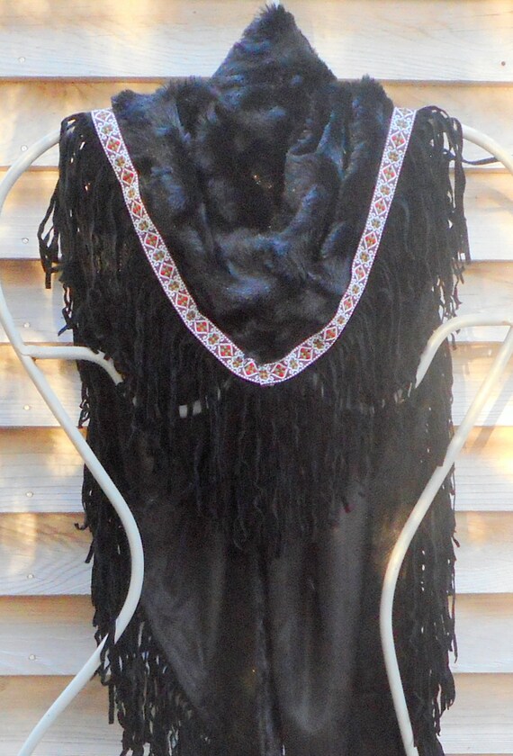 Electric Forest,Black Faux Mink Shawl, Bridal Sha… - image 9